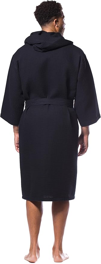 Turquaz Lightweight Waffle Knit Kimono Bathrobe - Soft Cotton Blend Spa Robe, Fast-Drying Full-Length Unisex Robes for Women