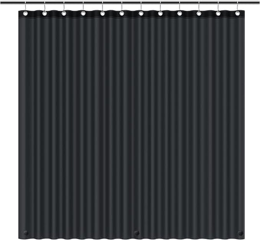 EHZNZIE Black Shower Curtain Liner 72x72, PEVA Waterproof Bath Curtain, No Chemical Smell, 3 Weighted Magnets, Durable with Rustproof Metal Grommets