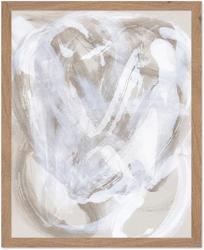 Monem Art Neutral Beige Abstract Brushstroke Painting Print - Scandinavian Minimalist Modern Art Poster - Wall Decor for Living Room or Bedroom - 16x20 Beige Framed Wall Art by Mareike Bohmer