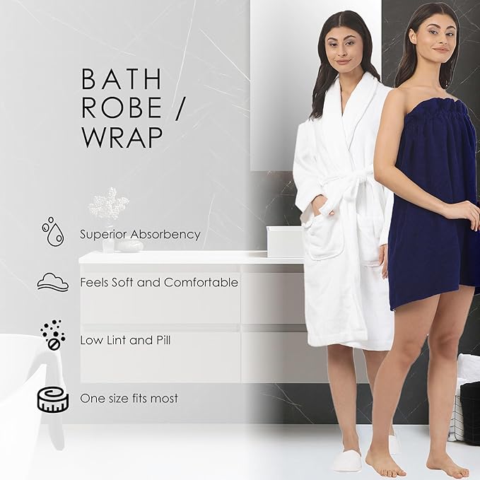 Luxury Spa & Hotel Bathrobe Set L/XL with Slippers – 100% Cotton Terry Bath Robe – Hotel Collection, White
