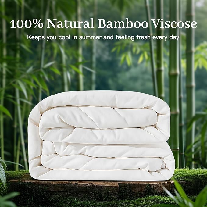 NEXHOME PRO 100% Viscose Derived from Bamboo Comforter Twin Size - Cooling & Moisture-Wicking Bedding - All Season Lightweight Design - Natural Organic Twin Duvet Insert