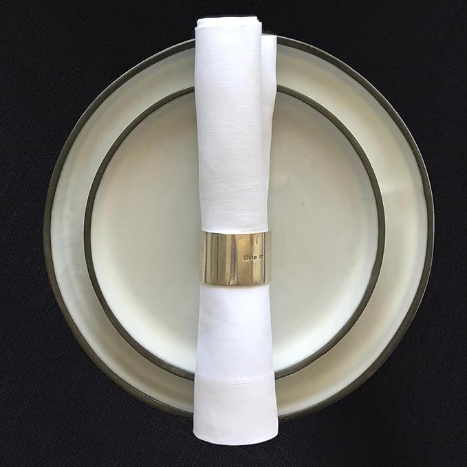 Huddleson White Linen Napkin 20x20 (Set of Four) Luxury Italian Linen Napkin Sewn in US