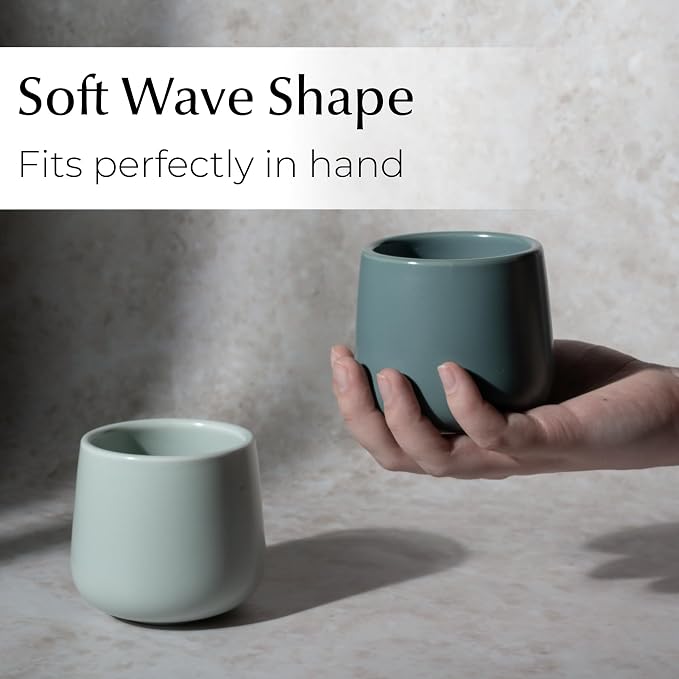 MIAMIO - Ceramic Cup Set of 4 (250 ml) / Ceramic Cups without Handles/Coffee Mugs, Coffee Cups, Cappuccino Cups (Pastel Coast)