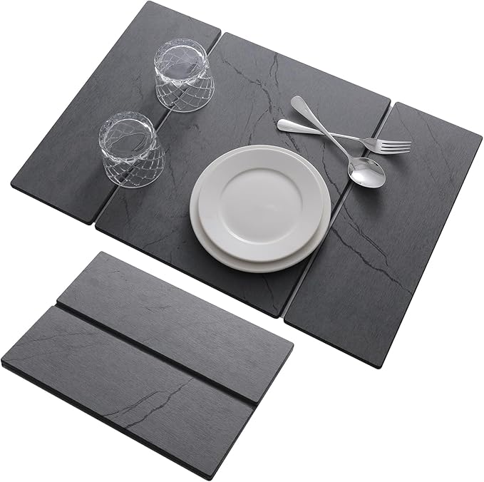 Stone Dish Drying Mat for Kitchen Counter, Quick Dry Dishes Pad,Foldable Water Absorbent Diatomaceous Earth for Bottles Cups Dishes Drying Mats,24" x 15" Non-Slip Pad for Bathroom