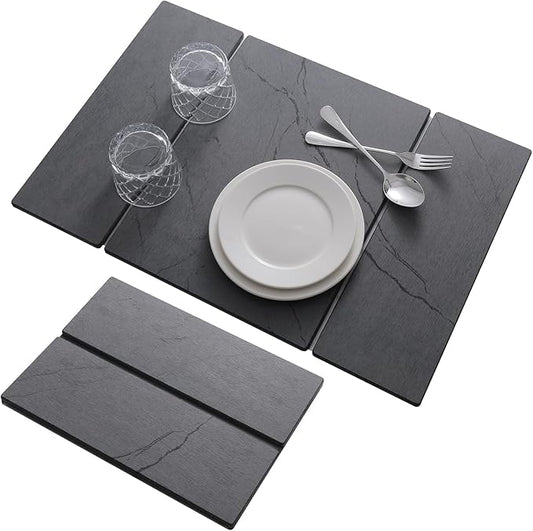 Stone Dish Drying Mat for Kitchen Counter, Quick Dry Dishes Pad,Foldable Water Absorbent Diatomaceous Earth for Bottles Cups Dishes Drying Mats,24" x 15" Non-Slip Pad for Bathroom