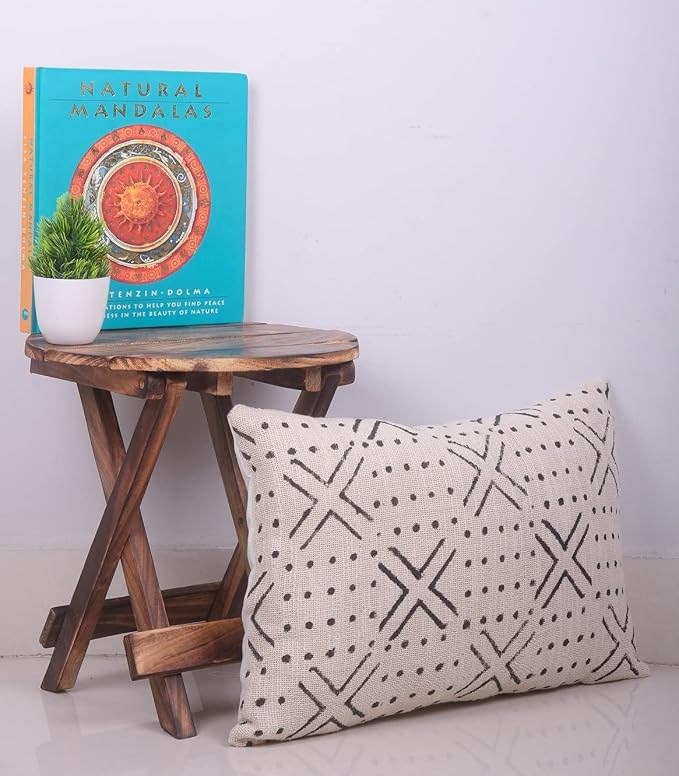 Trade Star Authentic Body Pillowcase Pure Cotton Case 100% Cotton Throw Decorative Cushion Covers Handloomed Oblong Pillow Cover Indian Decorations for Sofa Couch (Ivory NOVA 12X18 INCHES)