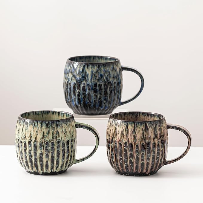 Large Ceramic Coffee Mug - 20oz Big Tea Cup, Flowing Green | Large Tea Mug, Microwave Safe, Dishwasher Safe