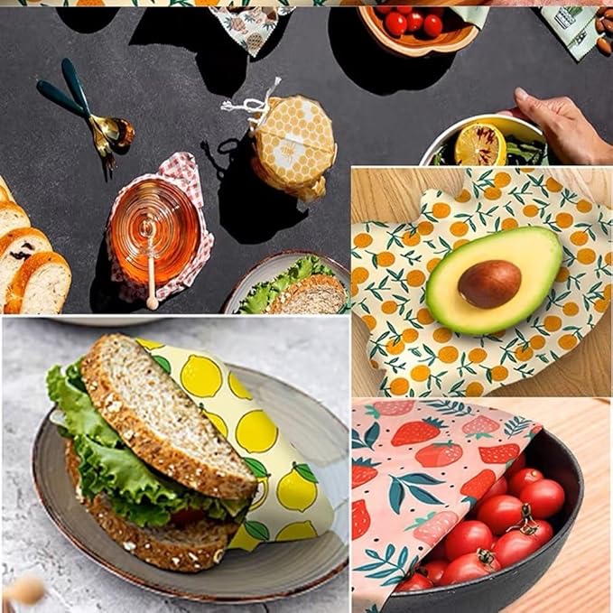 Beeswax Wraps Green Semilattice Wrapping Paper 3 PCS Set for Camping, Outings, Outdoor Adventures