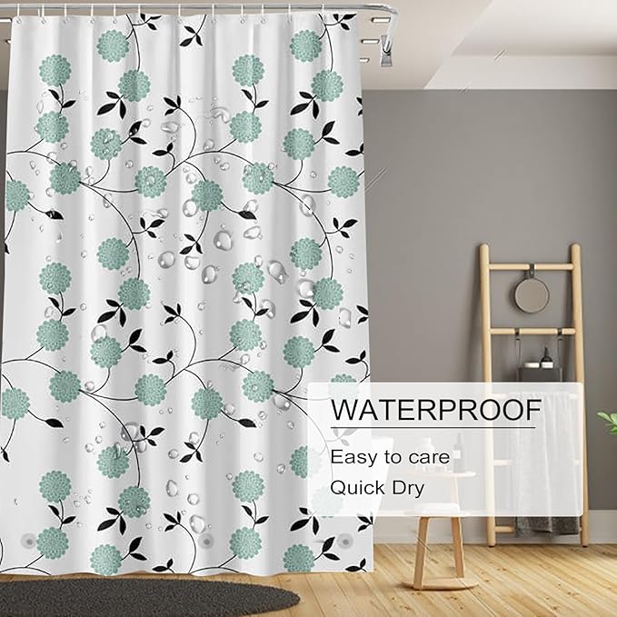 TIKABC Shower Curtain Liner, 4G PEVA Shower Liner, Plastic Waterproof Shower Curtains, 72x72 inch with Grommet Holes 3 Magnetic Weights