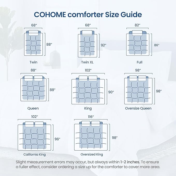COHOME Premium Full Size Comforter, All-Season Quilted Down Alternative Duvet Insert, Luxury Hotel GentleSoft Comforter with Anti-Clump Tech & 8 Tabs - Reversible - Light Grey 82 x86 inches