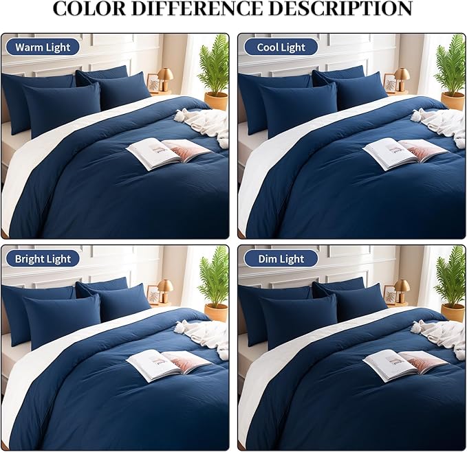 NEXHOME PRO Duvet Cover Set 100% Washed Cotton California Kingn 104"x98", Organic Natural Linen Look Textured 3 Pieces Bedding Set with Zipper Closure, Breathable (No Comforter) 10498