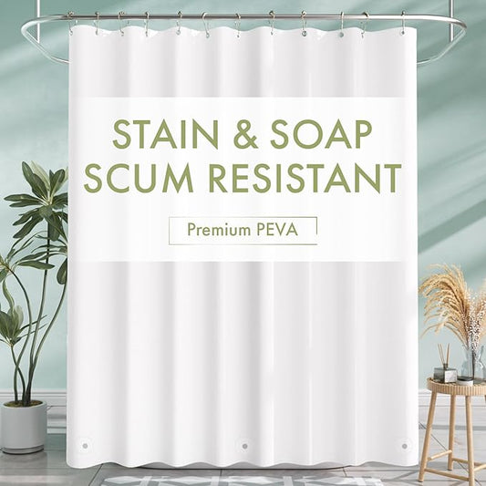 AmazerBath Extra Long Shower Curtain Liner, White Shower Curtain Liner 84 Inches Long, 72x84 Plastic White Shower Liner, Cute Bathroom Shower Curtain Liners, PEVA Tall Shower Liner with 3 Magnets