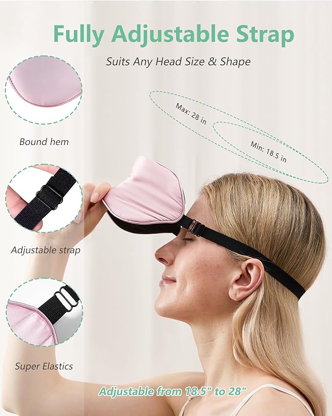 Sleep Mask with Pouch, 2 Pack 100% Real Natural Pure Silk Eye Mask with Adjustable Strap for Sleeping, BeeVines Eye Sleep Shade Cover, Blocks Light Reduces Puffy Eyes Gifts