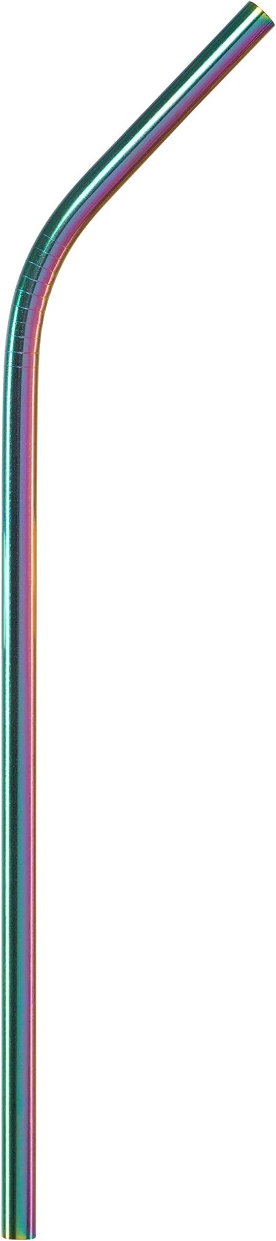 G FORCE Rainbow Eco-Friendly Reusable Stainless Steel 10 Pack Set, Including 4 Straight, 4 Angled Straws, 2 Cleaning Brushes, Standard (28550-RBW)