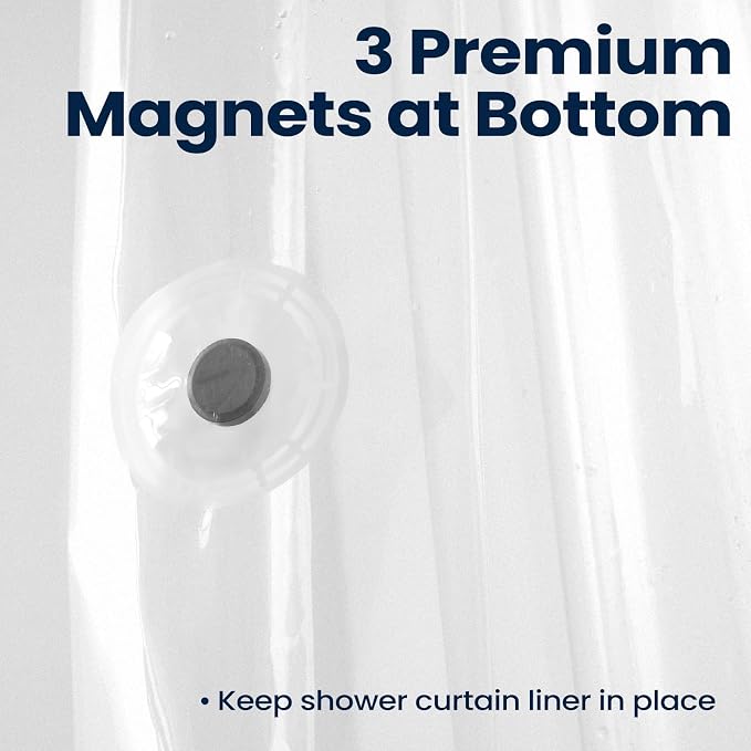 downluxe Shower Curtain Liner, PEVA Plastic Shower Liner with 3 Magnets, 72" x 72" Waterproof Bathroom Curtain, Frosted, 1 Pack