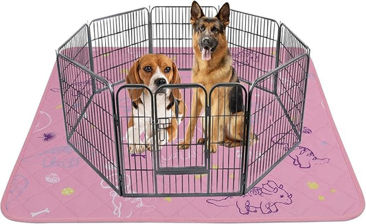 IEUUMLER Washable Pee Pads for Dogs Extra Large 71" x 71", 1 Pack Non-Slip & Waterproof Whelping Pad, Reusable Puppy Potty Training Pad for Playpen EU007 (Pink Dinosaur, 71"X71"-1pcs)