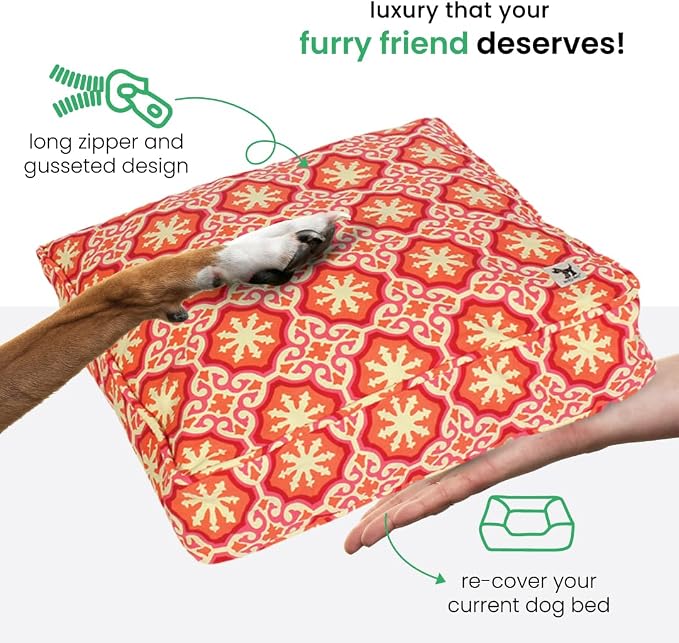 Molly Mutt Huge Dog Bed Cover - Papillon Print - Measures 36”x45”x5’’ - 100% Cotton - Durable - Breathable - Sustainable - Machine Washable Dog Bed Cover