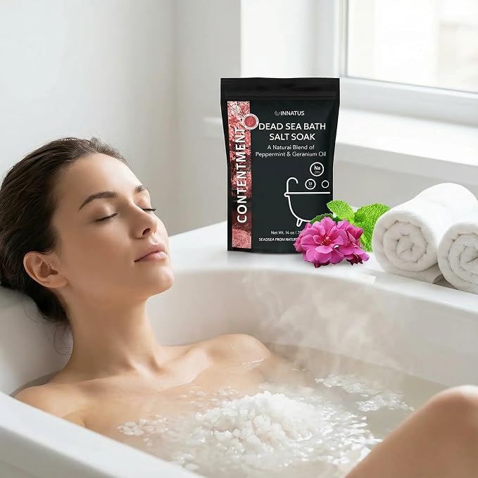 Dead Sea Soothing Bath Salt Soak with 21 Minerals – Relaxing, Detoxifying, and Nourishing for Skin – 14oz, Infused with Essential Oils – Rejuvenate Mind & Body. (Peppermint)
