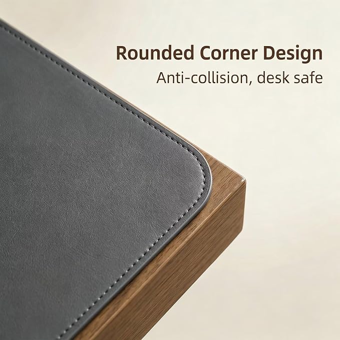 Leather Desk Mat - Dual-Sided Table Pad for Office and Home - Workspace Organization and Accessories - Ideal for Large Mouse Mat and Desktop Covers on Top of Tables(Dark Gray,17.5" x 35")