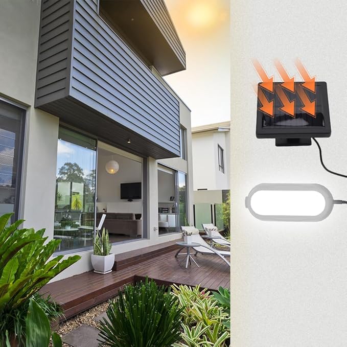 Tiiyee Solar Pendant Light, Solar Shed Light Outdoor Indoor Hanging Barn Lamp Wall Mounted Pull Cord Switch Waterproof Energy Saving for Camping Garden Patio Chicken Coop Gazebo Barn Daytime Available