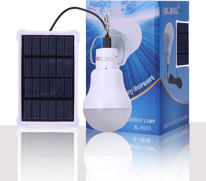 Solar Light Bulb Portable Rechargeable Solar Lamp for Indoor Outdoor Lights Emergency Fishing Camping Chicken coop Lamp Pet House Light (S1500)