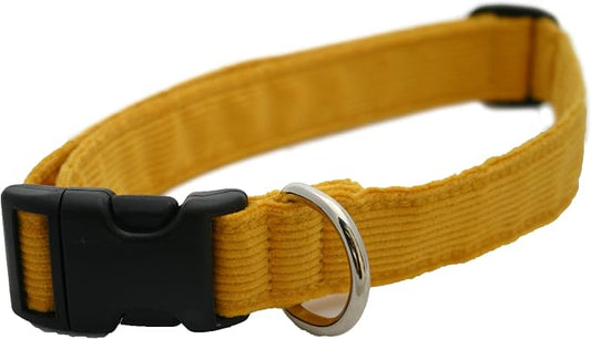 Hemp Corduroy Dog Collar - No Pattern (1" Large, Marigold)