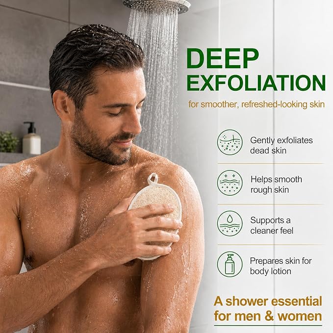 Natural Loofah Exfoliating Body Scrubber Pads, 24 Pack Dual Sided Shower Bath Loofah Sponge, Gentle Exfoliating Body Scrub for Men Women Full Body Cleansing