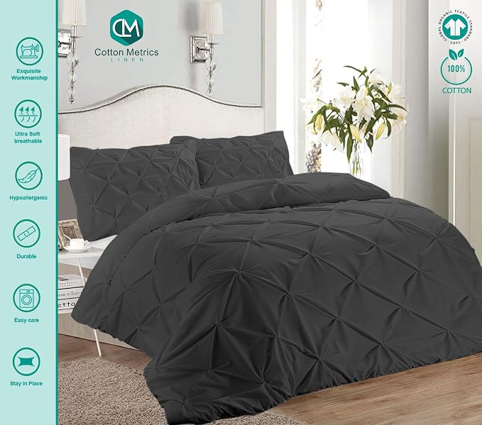 2 Pack Pillow Shams Standard Size 20x26 – 600 Thread Count 100% Organic Cotton Pinch Grey Pillow Covers with 2 Inch Flange, Soft & Smooth Premium Hotel-Quality Pillowcases Set of 2