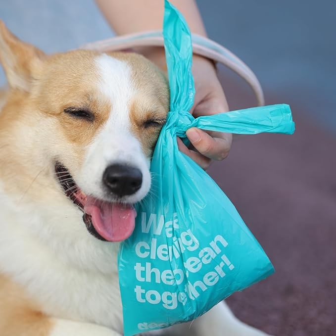 Dog Poop Bags with Handles 144 Counts - Ocean-Recycled Plastic, Extra Thick Leak-Proof Pet Poop Bags for Dog Walking, Unscented