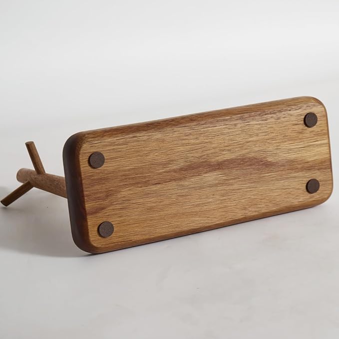 Solid Acacia Wood Key Tray and Bowl for Entryway Table - Jewelry Tray With 3 Hooks, Open Storage for Wallet, Glasses, Watches, Lipstick (Acacia, Rectangle)
