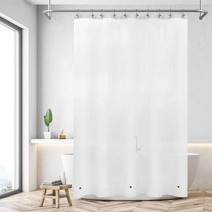 Mrs Awesome Stall Shower Curtain Liner with 3 Magnets 54 x 78 inch, PEVA 8G Thick & Heavy Duty Plastic Shower Curtain for Bathroom, Waterproof, 54x78, Frost