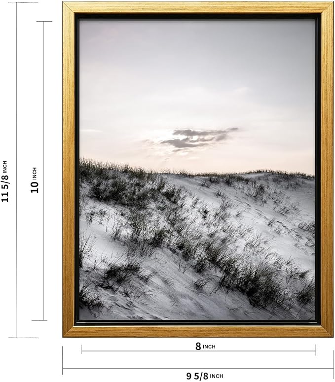 Monem Art Snowy Sand Dunes Landscape Print - Minimalist Winter Nature Poster - Wall Decor for Living Room, Bedroom or Office - 8x10 Gold Framed CANVAS Wall Art by Mareike Bohmer