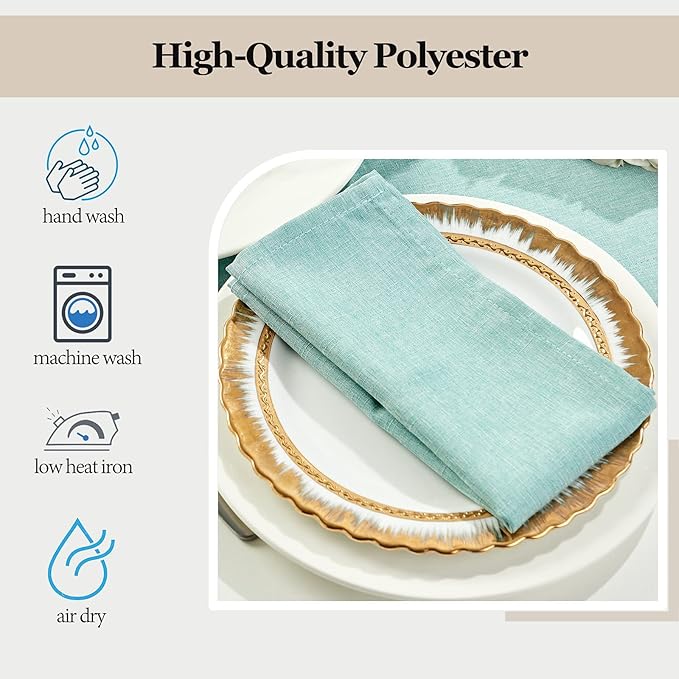 Mebakuk Cloth Napkins Set of 12, Premium 17 x 17 Inch Solid Washable Linen Style Napkins, Soft Table Napkin for Wedding Party Restaurant Dinner Parties