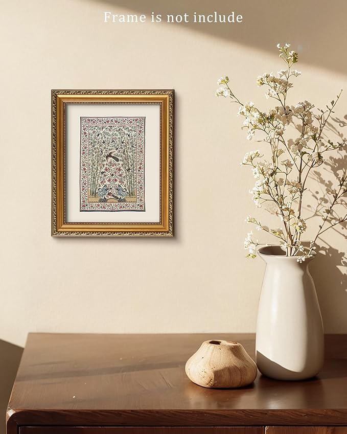 Vintage Textile Wall Art | Light Academia Home Decor | Tapestry Canvas Wall Art | Light Academia Room Decor, Farmhouse Paintings Art Picture Aesthetic for Bedroom Bathroom Living Room (8" x 10"-UNFRAMED)