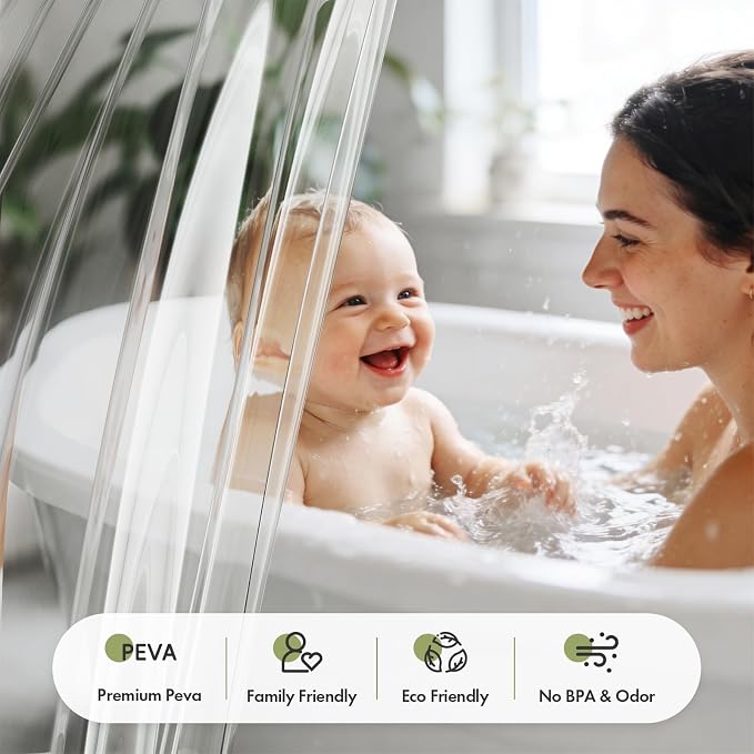 Bathway Shower Curtain Liner, Clear Shower Curtain Liner Plastic 60 x 72 PEVA Waterproof Shower Curtain Liner with 3 Magnets and 10 Rustproof Grommet Holes, Lightweight Shower Liner for Bathroom