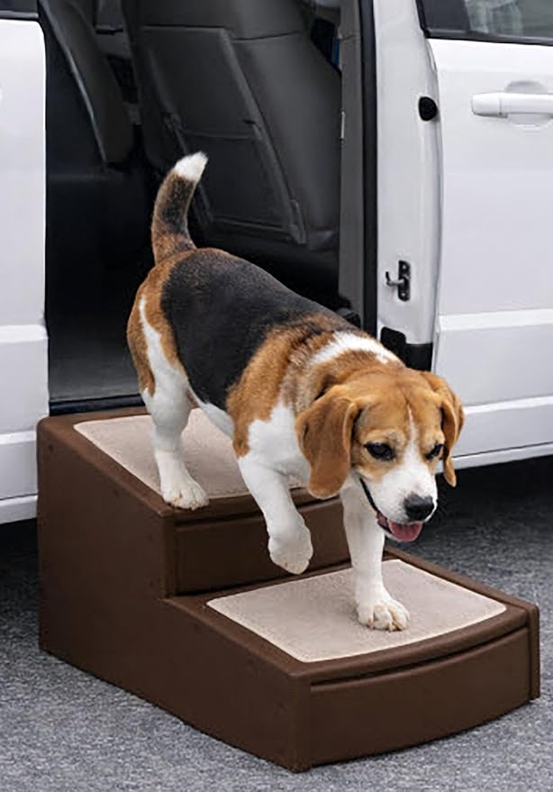 Pet Gear Easy Step II Extra Wide Pet Stairs, Coffee Bean | 2 Step, For Cats/Dogs up to 200 pounds, Removable/Washable Carpet, Easy Assembly, No Tools Required