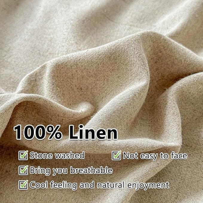 100% French Flax Linen Duvet Cover Set King, 3-Piece Soft Breathable Cooling Bedding for Hot Sleepers, Natural Washed Linen with Zipper Closure & 8 Corner Ties (King, Natural Linen)