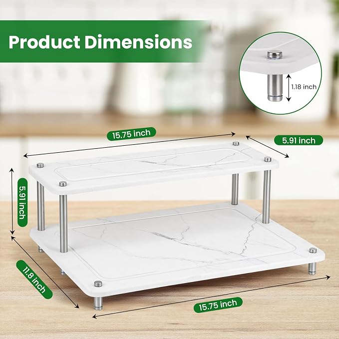 Stone Dish Drying Rack, Double-layer Stone Dish Drying Mat for Kitchen Counter,Super Absorbent Diatomaceous Earth Dish Dry Rack with Non-Slip Stainless Steel Feet for Kitchen/Bedroom/Bathroom Supplies