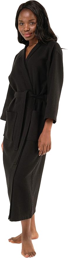 Turquaz 100% Turkish Cotton White Waffle Kimono Unisex Spa Robe