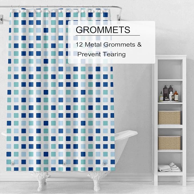 TIKABC Shower Curtain Liner, 4G PEVA Shower Liner, Plastic Peva Waterproof Shower Curtains, 72x72 inch with Grommet Holes 3 Magnetic Weights