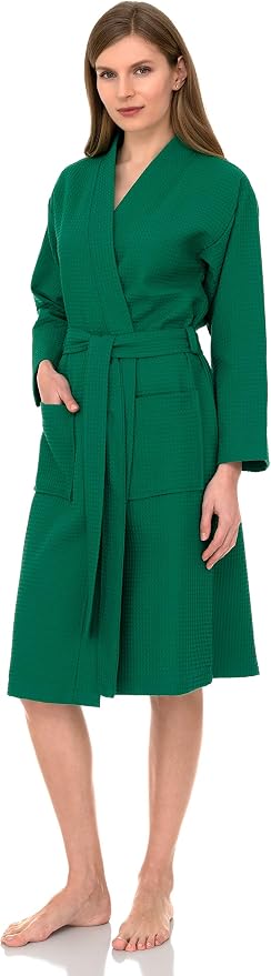 TowelSelections Women's Waffle Bathrobe 100% Cotton Soft Kimono Spa Bath Robe