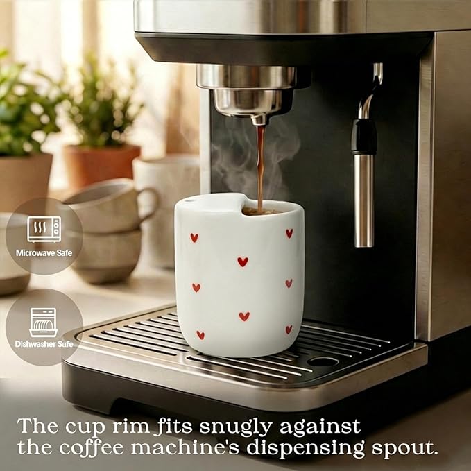 To Go Ceramic Coffee Cups with Lids, Romantic Red Hearts Ceramic Traval Mug with Sip Hole, 12oz Ceramic Sip Cups Pottery Travel Mug, Gifts For Him Her