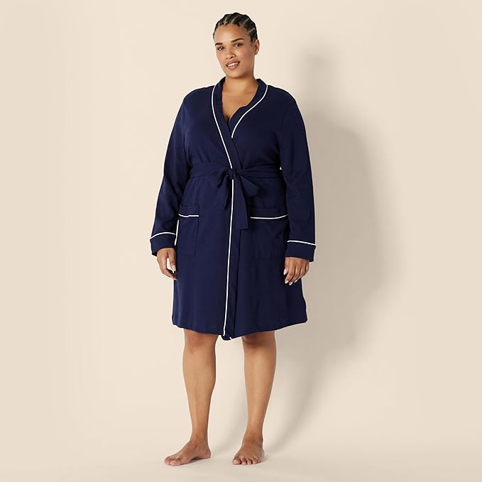 Amazon Essentials Women's Lightweight Waffle Full-Length Bath Robe with Pockets (Available in Plus Size)