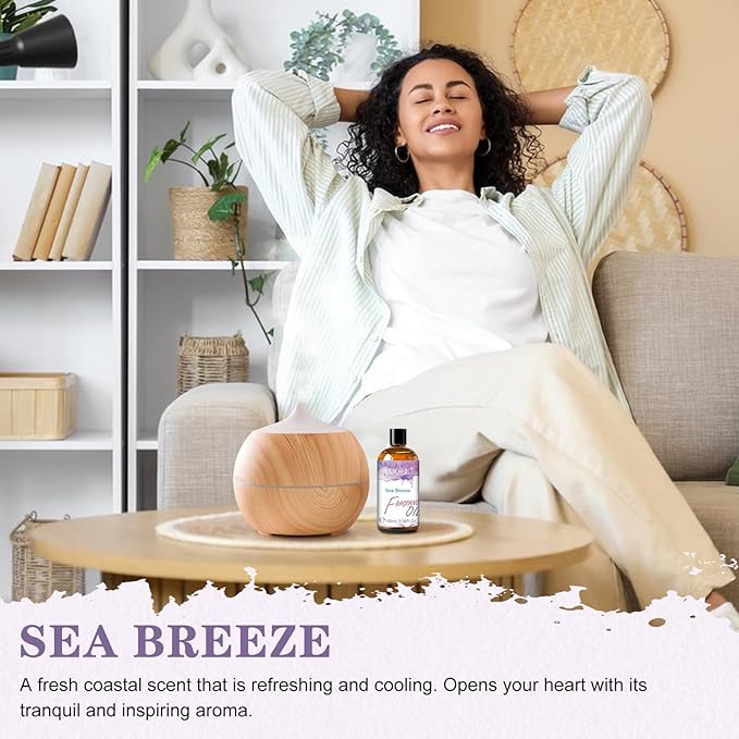 EUQEE Sea Breeze Fragrance Oil 100ml, Essential Oil for Diffuser, Candle Making, Soap Making, Laundry, Home Aromatherapy DIY Craft Supplies(3.38Fl Oz)