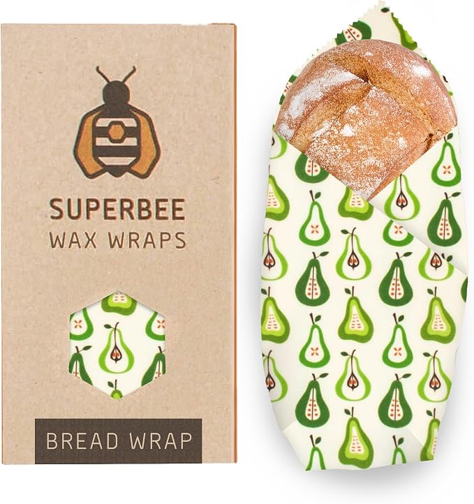 SUPERBEE Beeswax Bread Wrap, Reusable Beeswax Wrap for Food, Wrap Bread, Reusable Bees Wrap Paper for Wrapping Vegetables, Cheese Paper, Bowl Covers and Sandwich Wrapping, XXL (Pears)
