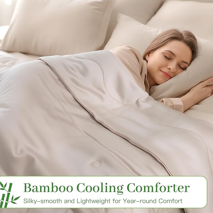 NEXHOME PRO 100% Viscose from Bamboo Comforter Twin Size - Ultra-Soft, Breathable, Lightweight All-Season & Summer Duvet Insert, Natural Temperature Regulating for Cooling Sleep