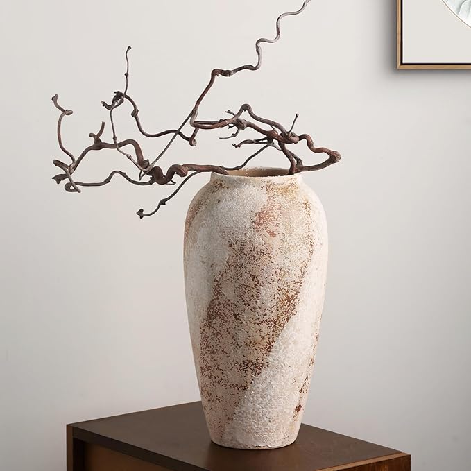 Large Ceramic Vase, 13.7 Inch Minimalist Decorative Farmhouse Vase for Home Decor, Living Room, Shelf Decor, Entryway, Wedding, Table Decoration