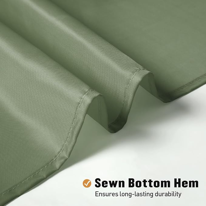 MitoVilla Stall Half Size Shower Curtain Liner, 36 x 72 Inch Fabric Bath Curtain Liner for Modern Hotel, Sage Green Shower Liners, Washable & Water Repellent