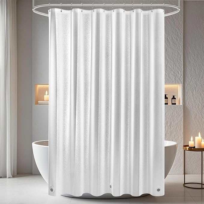 Seenus Dreamy Pink Glitter PEVA Shower Curtain Extra Long 78 Length, Waterproof Plastic Sparkle Shower Curtain Liner with 3 Large Magnets, 72x78 Inch Shimmery Rose Pink Bathroom Shower Curtain