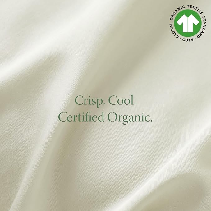 Threadmill Luxury Organic Cotton Sheets - Certified by GOTS - King, 4 Piece, Ivory - Premium Sheet Set - Smooth and Cool Bedding with Perfect Elastic Deep Pocket Fit